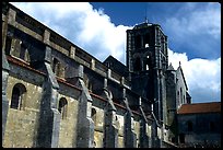 Side of the Romanesque church of Vezelay. Burgundy, France