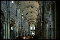 Nave of the Romanesque church of Vezelay. Burgundy, France (color)