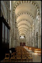 Nave of the Romanesque church of Vezelay. Burgundy, France (color)