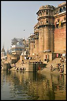 Castle-like towers and steps, Ganga Mahal Ghat. Varanasi, Uttar Pradesh, India ( color)