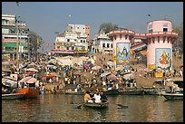 Dasaswamedh Ghat, the main Ghat on the Ganges River. Varanasi, Uttar Pradesh, India (color)