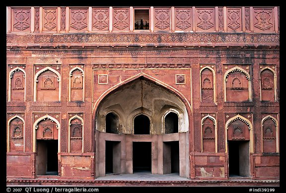 Alcove and wall, Jehangiri Palace, Agra Fort. Agra, Uttar Pradesh, India