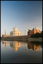 Taj Mahal complex reflected in Yamuna River. Agra, Uttar Pradesh, India (color)