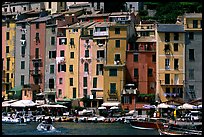 Harbor and townhouses, Porto Venere. Liguria, Italy (color)
