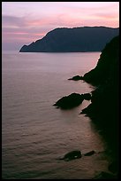 Cliffs at sunset near Vernazza. Cinque Terre, Liguria, Italy (color)
