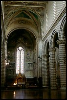 Interior and main nave of Cathedral (Duomo). Orvieto, Umbria ( color)