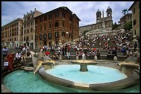 Fontana della Barcaccia at the foot of the Spanish Steps. Rome, Lazio, Italy (color)