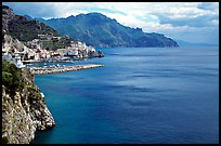 Blue waters and Amalfi. Amalfi Coast, Campania, Italy