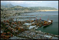 Salerno, with its industrial port in the foreground. Amalfi Coast, Campania, Italy