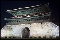 Janganmun gate at night, Suwon Hwaseong Fortress. South Korea ( color)