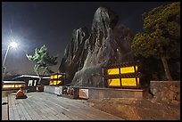 Sacred shamanist site of Seon-bawi at night. Seoul, South Korea (color)