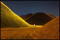 Burial mounds and tombs at night. Gyeongju, South Korea (color)