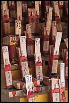 Sticks with names in Chinese characters, Kuan Yin Teng temple. George Town, Penang, Malaysia ( color)