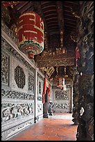 Gallery with paper lamps and stone carvings, Khoo Kongsi. George Town, Penang, Malaysia ( color)