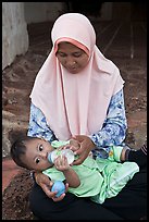 Mother and infant, St Paul Hill. Malacca City, Malaysia (color)