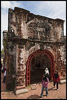 Porta de Santiago gate from A Famosa fort. Malacca City, Malaysia (color)