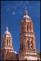 Churrigueresque towers of the Cathedral. Zacatecas, Mexico (color)