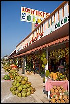 Row of tropical fruit stands. Mexico (color)
