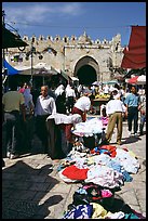 Street market inside the old town next to the remparts. Jerusalem, Israel (color)