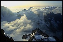 View of the upper Vallee Blanche Basin with Aiguille du Midi. Alps, France