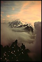 Mont Blanc and approaching storm clouds seen from Les Drus. Alps, France (color)