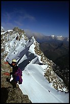Climbing the South Face of Dent du Geant, Mont-Blanc Range, Alps, France.  ( color)