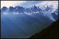 Mont Blanc range and Chamonix Valley. Alps, France (color)