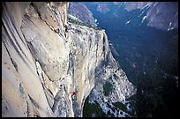 Tom McMillan and Valerio Folco on the last pitch. El Capitan, Yosemite, California ( color)