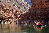 Water-level view of  rafts in Marble Canyon. Grand Canyon National Park, Arizona