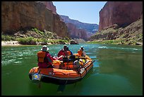 Close view of raft on calm Colorado River. Grand Canyon National Park, Arizona