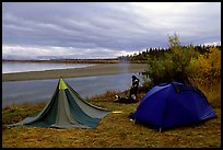 Camp on a bluff overlooking the Kobuk River. Kobuk Valley National Park, Alaska (color)