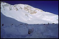 The ridge visible on the skyline is the West Rib, which was my planned itinerary. My companions had settled for the West Buttress, so I would do the second part of the climb solo. Denali, Alaska (color)