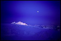 Midnight alpenglow on Mt Hunter, seen from the 14300ft on Mc Kinley. Denali, Alaska ( color)