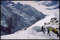 Being acclimatized thanks to my extended waiting at 14300ft, I skip the 16000 camp, which is occupied by a guided team comming from the bottom of the ridge. Denali, Alaska ( color)