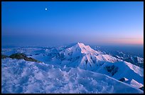 Mt Foraker seen from Mt McKingley at twilight. Denali National Park, Alaska, USA. (color)