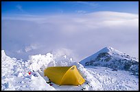 High-altitude camp on the West Rib  of Mt McKinley. Denali National Park, Alaska, USA. (color)