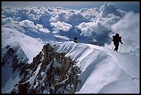 Mountaineers climb West Buttress of Mt McKinley. Denali National Park, Alaska, USA. (color)