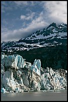 Seracs on the face of Lamplugh glacier and Mount Cooper. Glacier Bay National Park, Alaska, USA.