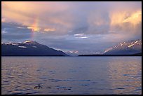 Sunset and rainbow, Naknek lake. Katmai National Park, Alaska, USA. (color)