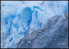 Grey and blue ice detail at the terminus of Exit Glacier. Kenai Fjords National Park, Alaska, USA.