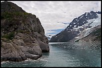 Striation Island and glacier in Northwestern Fjord. Kenai Fjords National Park, Alaska, USA.