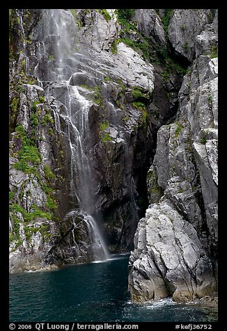 Waterfall, Cataract Cove, Northwestern Fjord. Kenai Fjords National Park (color)