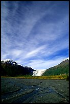 Sky, Resurrection River and Exit Glacier, morning. Kenai Fjords National Park, Alaska, USA.