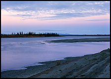 Low sandy shore of Kobuk River at dusk. Kobuk Valley National Park ( color)
