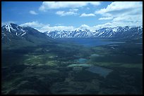 Aerial view of large valley with Twin Lakes. Lake Clark National Park ( color)
