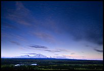 The Wrangell mountains seen from the west, sunset. Wrangell-St Elias National Park, Alaska, USA.