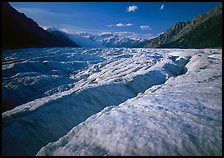Crevasses and Root Glacier, afternoon. Wrangell-St Elias National Park, Alaska, USA. (color)