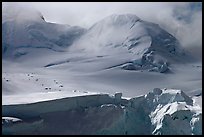 Aerial view of seracs and snowy peak, University Range. Wrangell-St Elias National Park, Alaska, USA. (color)