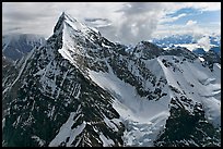 Aerial view of pointed icy peak, University Range. Wrangell-St Elias National Park, Alaska, USA. (color)