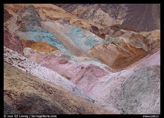 Colorful mineral deposits at Artist's Palette. Death Valley National Park, California, USA.